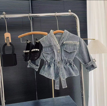 Pearl Collared Denim Jacket
