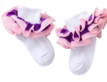Cotton candy swirl ruffle socks