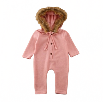 Cozy Critter Hooded Romper - Pink