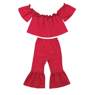 Kids Scarlet Off-Shoulder Two-Piece Pants Set