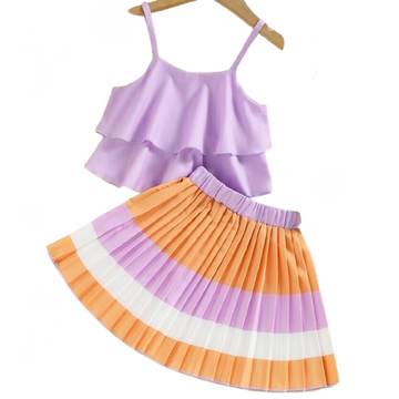 Elegant Layers Top & Pleated Skirt Set