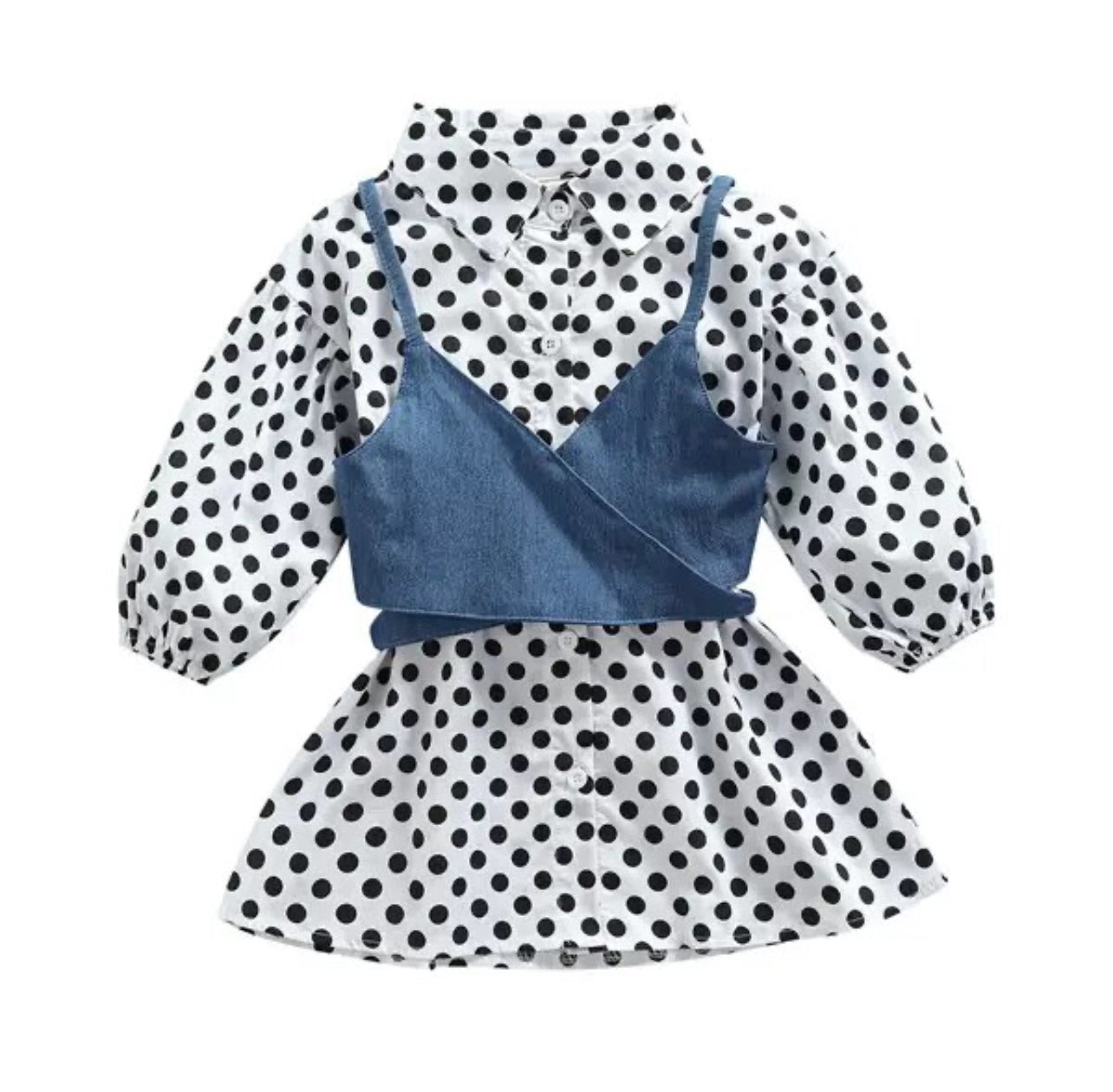Polka dot denim dreams dress