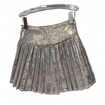 SparkleBreeze Kids' Silver Sequin Pleated Skirt