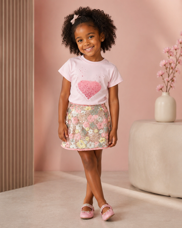 Chic Floral Glow Sequin Skirt
