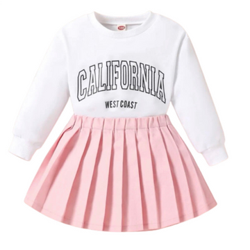Blushing Chic sweater & Pleated Skirt set