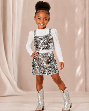 Sparkle twirl sequin skirt set