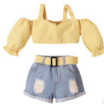 Sunshine Splash denim short set