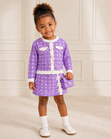 Pearly girl purple skirt set