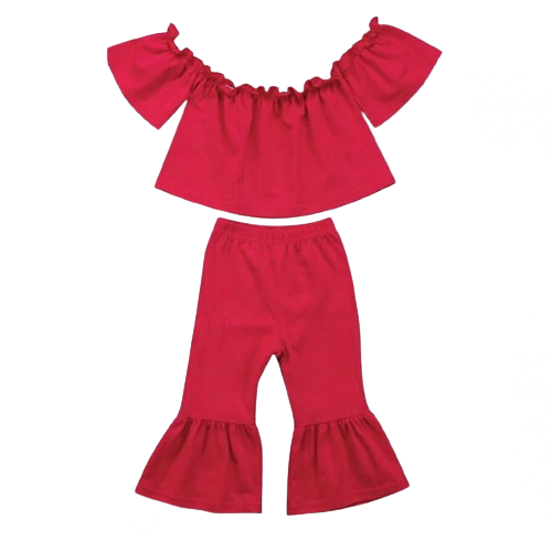 Kids Scarlet Off-Shoulder Two-Piece Pants Set