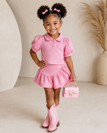 Bella Pink Kids Two-Piece Skirt Set