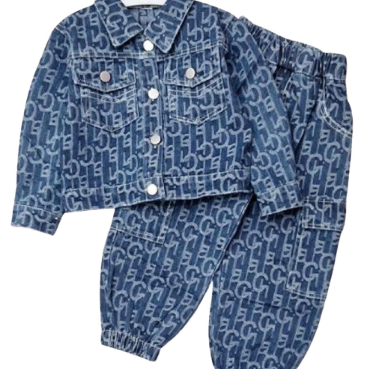 Kids Denim Jogger Pants Set – all over print