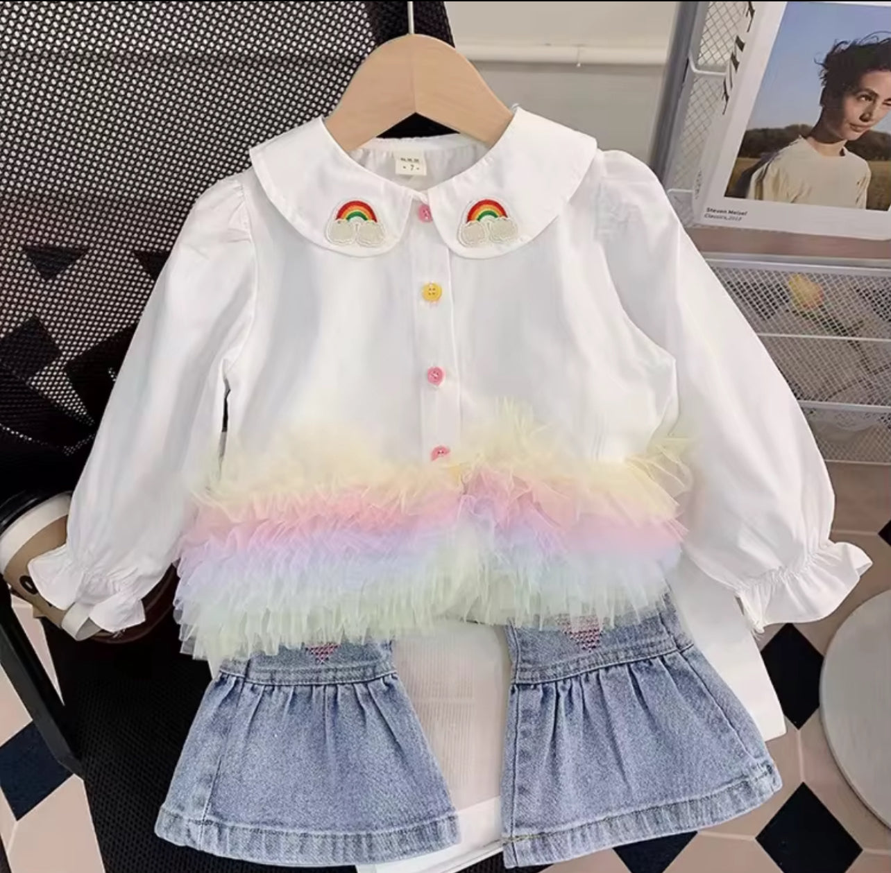 Rainbow Tulle Dreamer Denim Set