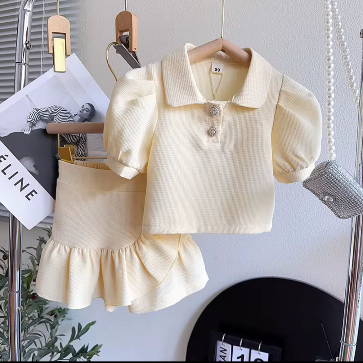 Bella yellow Kids Two-Piece Skirt Set