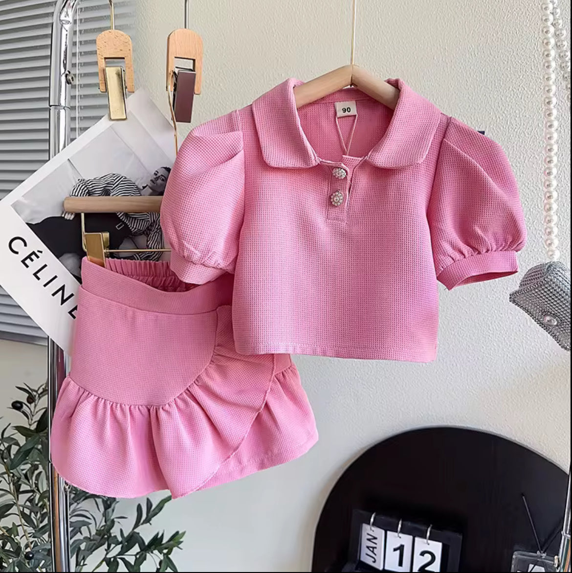 Bella Pink Kids Two-Piece Skirt Set